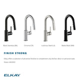 Elkay Avado Lever Handle Pull-down Spray Spout Brass ADA Bar Faucet, Black Stainless, LKAV3032BK