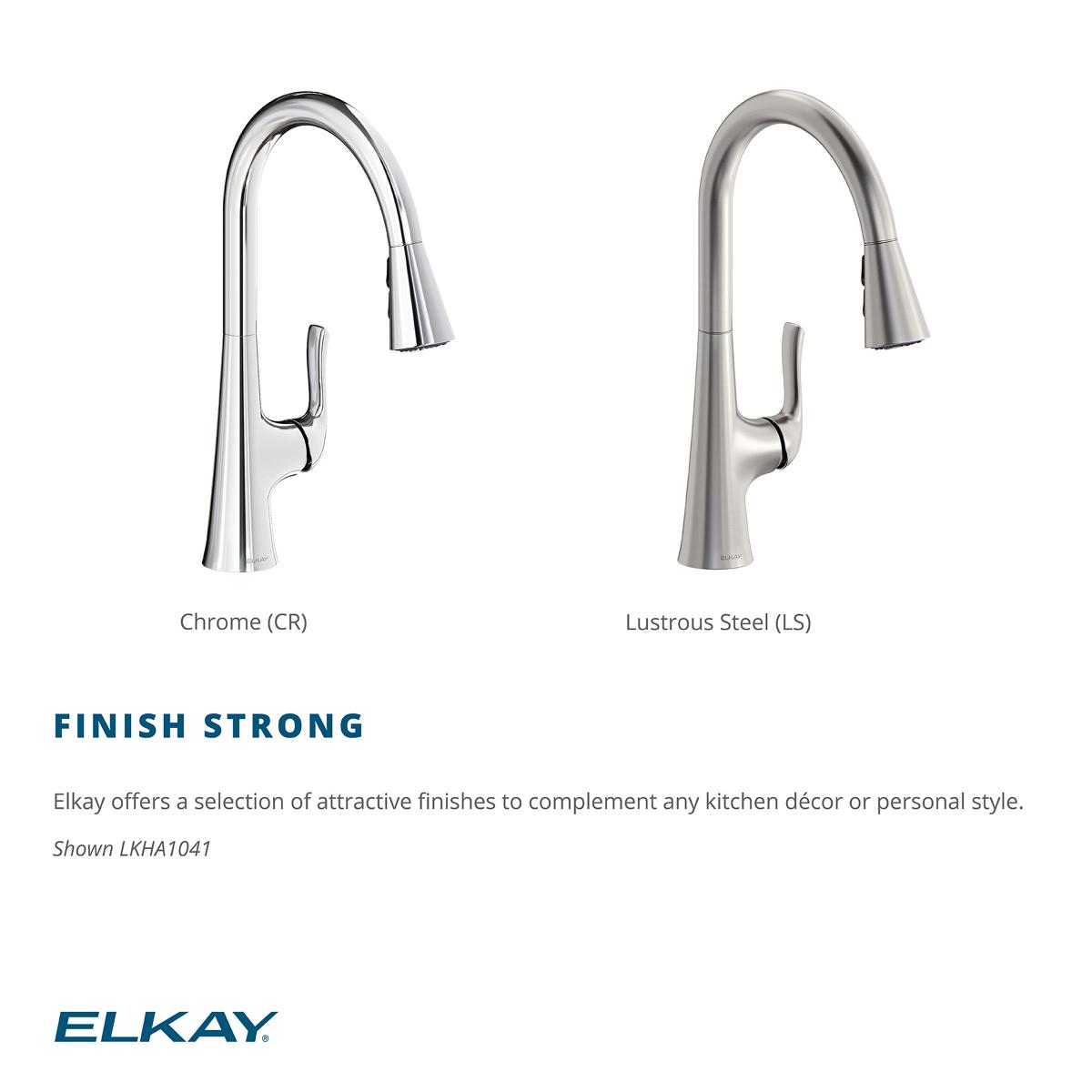 Elkay Harmony Forward Only Lever Handle Pull-down Spray Spout Brass ADA Kitchen Faucet, Lustrous Steel, LKHA1041LS
