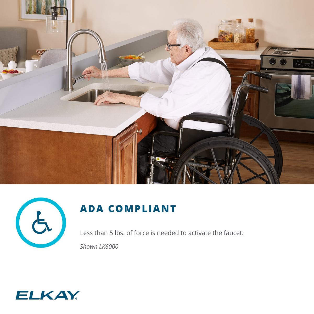 Elkay Avado Lever Handle Semiprofessional Spout Brass ADA Kitchen Faucet, Matte Black and Chrome, LKAV2061MBCR
