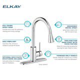 Elkay Avado Forward Only Lever Handle Pull-down Spray Spout Brass ADA Kitchen Faucet, Black Stainless, LKAV3031BK