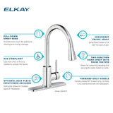 Elkay Avado Forward Only Lever Handle Pull-down Spray Spout Brass ADA Kitchen Faucet, Lustrous Steel, LKAV3031LS