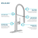 Elkay Avado Forward Only Lever Handle Semiprofessional Spout Brass ADA Kitchen Faucet, Lustrous Steel, LKAV1061LS