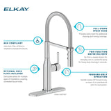 Elkay Avado Forward Only Lever Handle Semiprofessional Spout Brass ADA Kitchen Faucet, Chrome, LKAV1061CR