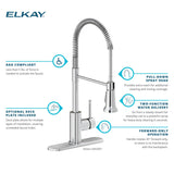 Elkay Avado Lever Handle Semiprofessional Spout Brass ADA Kitchen Faucet, Black Stainless and Chrome, LKAV2061BKCR