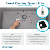 Elkay Quartz Classic 33" Undermount Quartz Kitchen Sink Kit, 50/50 Double Bowl, Black, ELGU3322BK0C