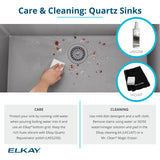 Elkay Quartz Classic 25" Undermount Quartz Kitchen Sink Kit, Black, ELGU2522BK0C
