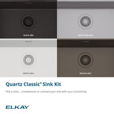 Elkay Quartz Classic 33" Undermount Quartz Kitchen Sink Kit, 60/40 Double Bowl, White, ELGHU3322RWH0C