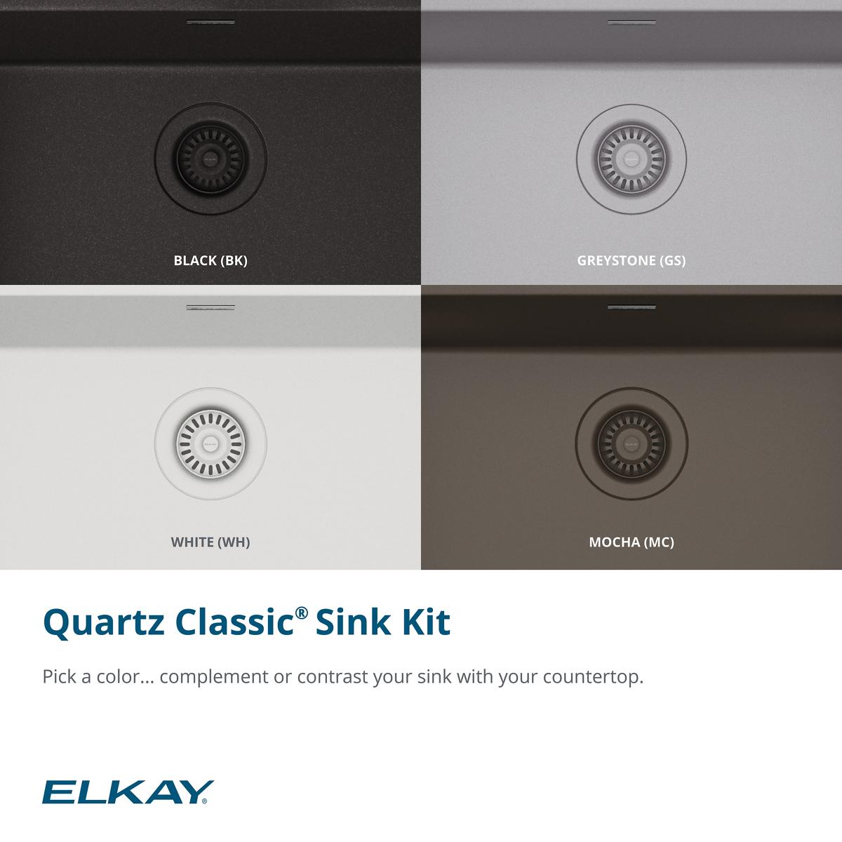 Elkay Quartz Classic 25" Drop In/Topmount Quartz Kitchen Sink Kit with Faucet, Single Bowl Greystone, 5 Pre-scored Faucet Holes, ELG2522GS0FLC
