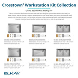 Elkay Crosstown 32" Undermount Stainless Steel Workstation Kitchen Sink Kit with Accessories, Polished Satin, 16 Gauge, EFRU30169RTWC