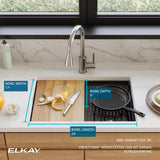 Elkay Crosstown 26" Undermount Stainless Steel Workstation Kitchen Sink Kit with Accessories, Polished Satin, 18 Gauge, ECTRU24169RTWC