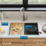 Elkay Crosstown 26" Undermount Stainless Steel Workstation Kitchen Sink Kit with Accessories, Polished Satin, 16 Gauge, EFRU24169RTWC