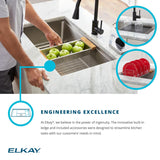 Elkay Crosstown 32" Undermount Stainless Steel Workstation Kitchen Sink Kit with Accessories, 50/50 with Aqua Divide Double Bowl, Polished Satin, 16 Gauge, EFRUAQ31169TWC