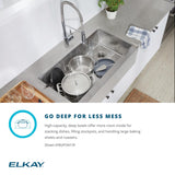 Elkay Crosstown 36" Stainless Steel Farmhouse Sink, 50/50 with Aqua Divide Double Bowl, Polished Satin, 16 Gauge, EFRUFFA3417
