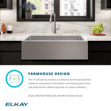 Elkay Crosstown 36" Stainless Steel Farmhouse Sink Kit, 60/40 Double Bowl, Polished Satin, 16 Gauge, EFRUFF23417DBG