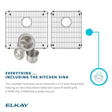 Elkay Crosstown 36" Stainless Steel Farmhouse Sink Kit, 60/40 Double Bowl, Polished Satin, 16 Gauge, EFRUFF23417DBG