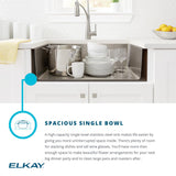 Elkay Crosstown 32" Undermount Stainless Steel Workstation Kitchen Sink with Faucet, Single Bowl Polished Satin, 18 Gauge, ECTRU30169RTFCW