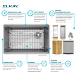 Elkay Crosstown 29" Undermount Stainless Steel Workstation Kitchen Sink with Accessories, Polished Satin, 18 Gauge, ECTRU27169RW