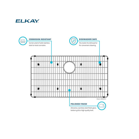 Elkay Stainless Steel 14-3/8" x 6-1/2" x 1-1/4" Bottom Grid, 77000105