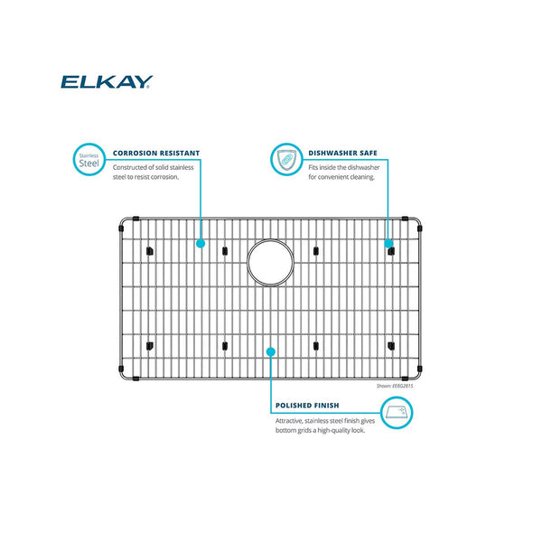 Elkay Stainless Steel 12" x 13-1/2" x 1" Bottom Grid, 72000095