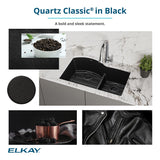 Elkay Quartz Classic 25" Undermount Quartz Kitchen Sink Kit, Black, ELGU2522BK0C