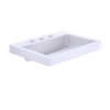 TOTO Kiwami Renesse Design I Rectangular Fireclay Vessel Bathroom Sink with CEFIONTECT for 8 Inch Faucets, Cotton White, Fired Clay, LT171.8G#01