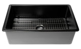 ALFI brand 32" Drop In Fireclay Kitchen Sink, Black Matte, No Faucet Hole, ABF3219SUD-BM