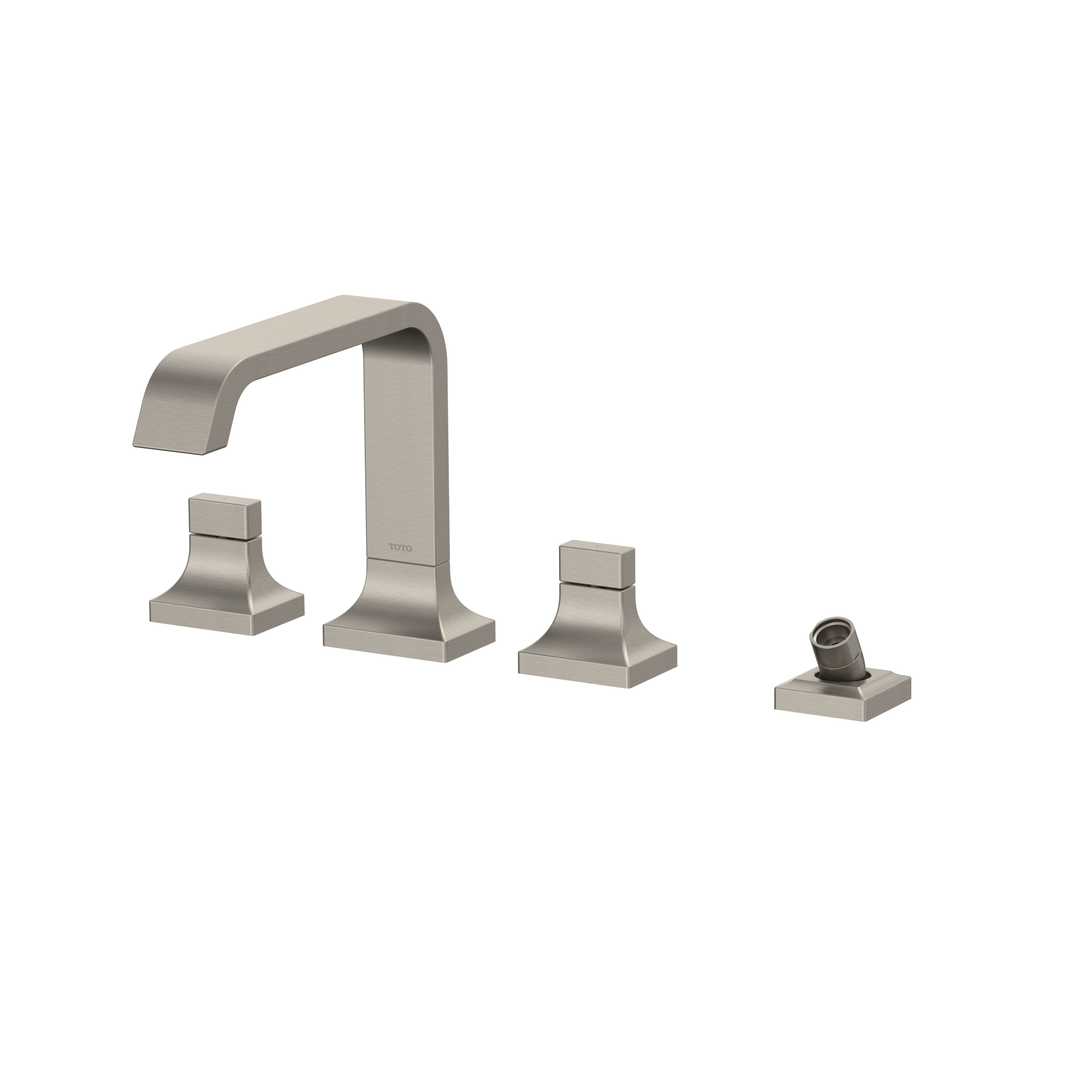 TOTO GC Two-Handle Deck-Mount Roman Tub Filler Trim with Handshower, Brushed Nickel, Brass, TBG08202U#BN