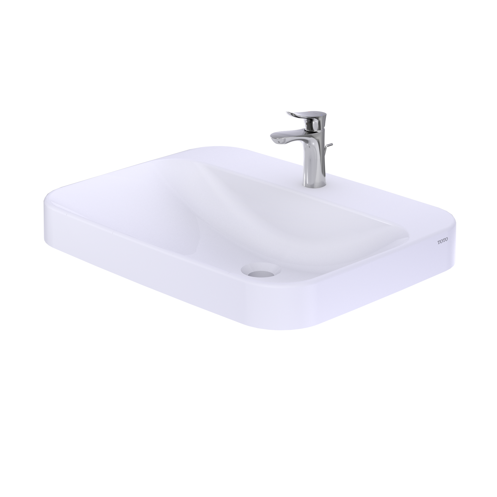 TOTO Arvina Rectangular 23" Vessel Bathroom Sink with CEFIONTECT for Single Hole Faucets, Cotton White, Vitreous China, LT416G#01