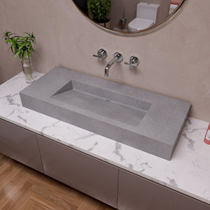 Alternate Image for ALFI brand 48" x 18.9" Rectangle Above Mount Concrete Bathroom Sink, Gray Matte, 1 Faucet Hole, ABCO48R