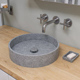 ALFI brand 16.75" x 16.75" Round Above Mount Concrete Bathroom Sink, Gray Matte, No Faucet Hole, ABCO17R