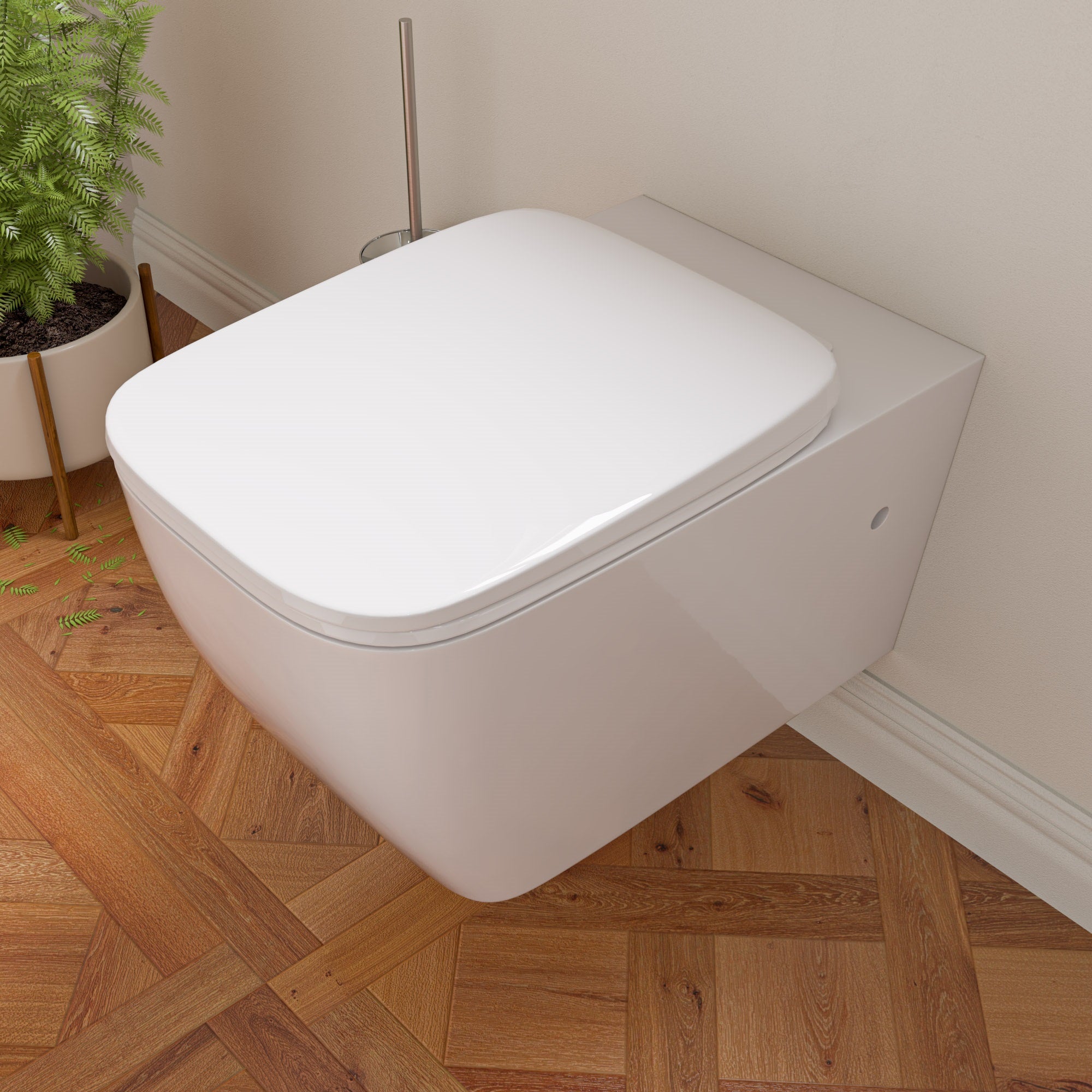 EAGO Porcelain, WD390 White Modern Ceramic Wall Mounted Toilet Bowl