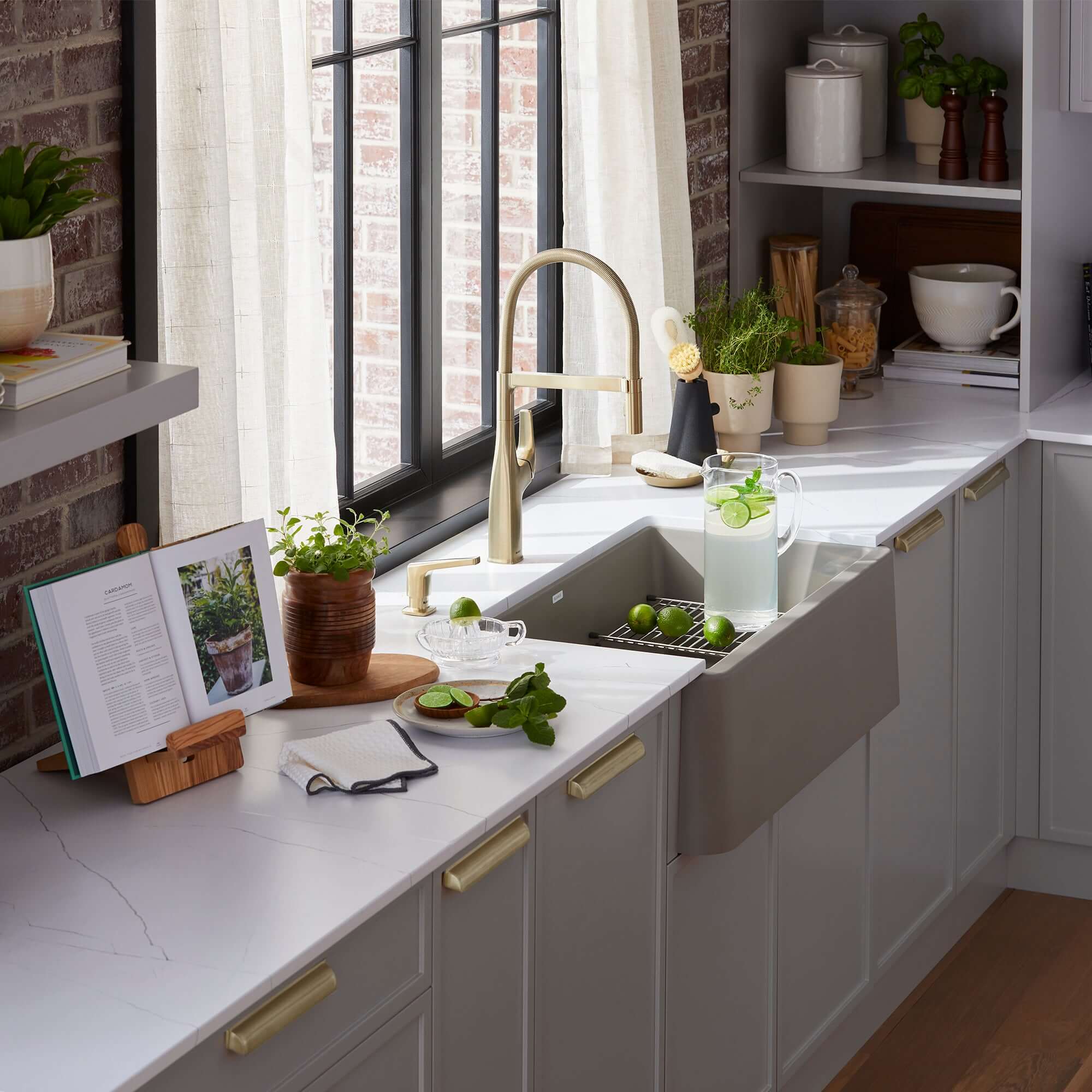 Blanco Ikon 33" Silgranit Farmhouse Sink, Volcano Gray, No Faucet Hole, 443114
