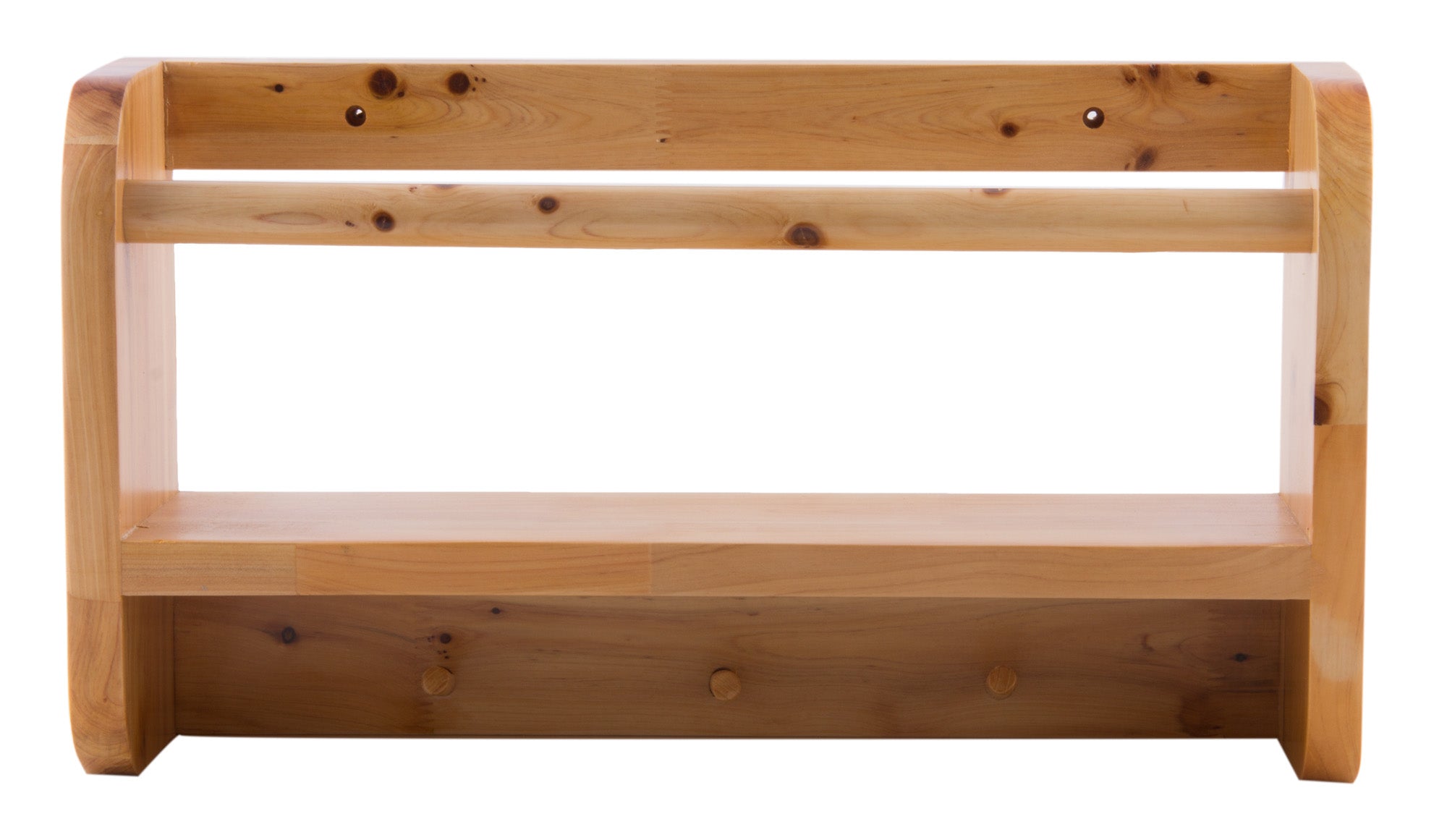 ALFI brand AB5508 18" Wall Mounted Wooden Shelf & Hooks Bathroom Accessory, Cedar Wood, Natural Wood