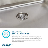 Elkay Lustertone Classic 37" Drop In/Topmount Stainless Steel Kitchen Sink, 60/40 Double Bowl, Lustrous Satin, No Faucet Hole, LFGR37220