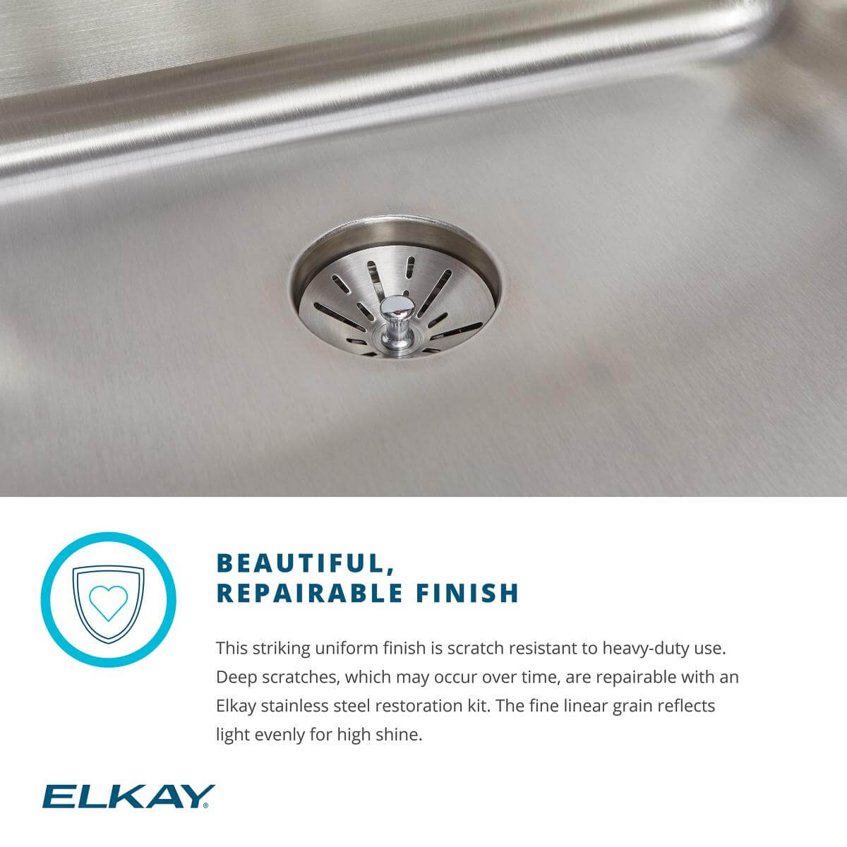 Elkay Lustertone Classic 33" Stainless Steel Farmhouse Sink, 50/50 Double Bowl, Lustrous Satin, No Faucet Hole, ELUHF332010