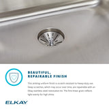 Elkay Lustertone Classic 33" Drop In/Topmount Stainless Steel ADA Kitchen Sink, 50/50 Double Bowl, Lustrous Satin, MR2 Faucet Holes, LRAD332260MR2