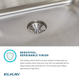 Elkay Lustertone 43" Stainless Steel Kitchen Sink with Drainboard, 4 faucet holes, 18 Gauge, Lustertone Classic, ILR4322L4