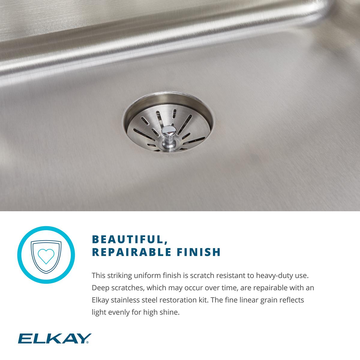 Elkay Lustertone Classic 60" Stainless Steel Kitchen Sink Top, Lustrous Satin, Includes Drainboard, 4 Faucet Holes, S60194