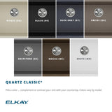 Elkay Quartz Classic 33" Drop In/Topmount Quartz Kitchen Sink, Dusk Gray, 5 Pre-scored Faucet Holes, ELGR13322GY0