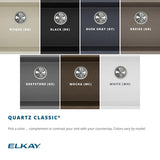 Elkay Quartz Classic 33" Undermount Quartz Kitchen Sink, 60/40 Double Bowl, White, ELGULBO3322WH0