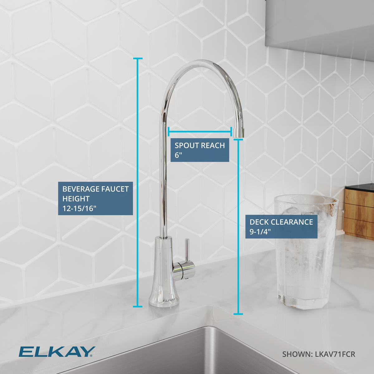 Elkay Avado 1.5 GPM Lever Handle Gooseneck Spout Brass ADA Beverage Faucet, Chrome, LKAV71FCR