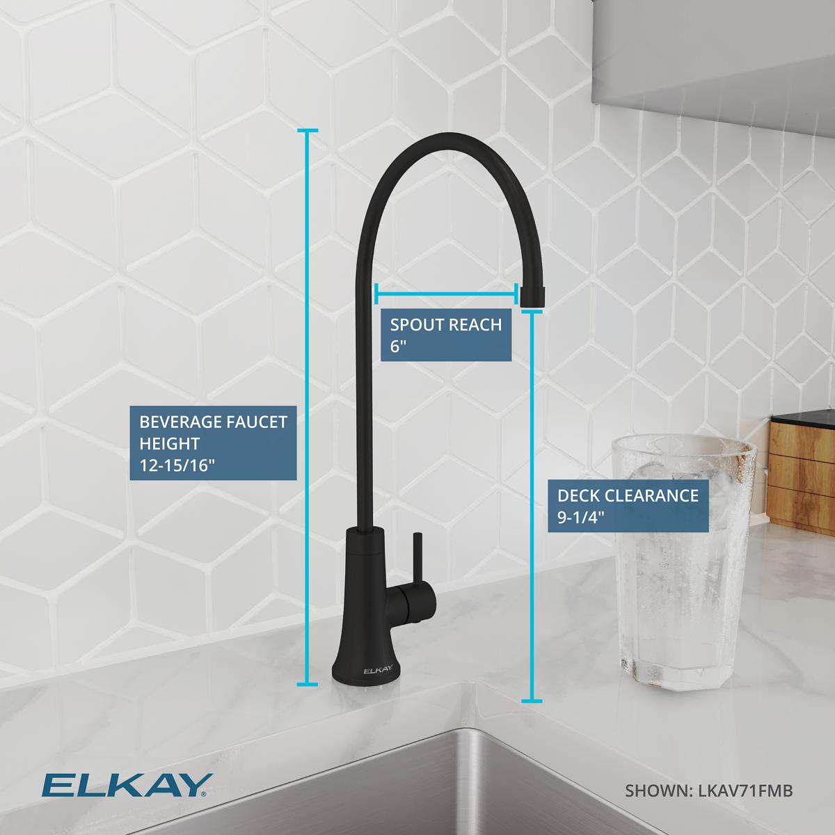 Elkay Avado 1.5 GPM Lever Handle Gooseneck Spout Brass ADA Beverage Faucet, Matte Black, LKAV71FMB