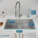 Elkay Crosstown 33" Dual Mount Stainless Steel Kitchen Sink Kit with Faucet, Custom Faucet Holes, ECTSRS33229TFGB
