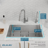 Elkay Crosstown 31" Undermount Stainless Steel Kitchen Sink Kit with Faucet, 16 Gauge, EFRU281610TFG