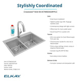 Elkay Crosstown 33" Dual Mount Stainless Steel Kitchen Sink Kit with Faucet, 50/50 with Aqua Divide Double Bowl, 18 Gauge, ECTSRA33229TFLC