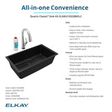 Elkay Quartz Classic 33" Undermount Quartz Kitchen Sink Kit with Faucet, Single Bowl Black, ELGRU13322BKFLC