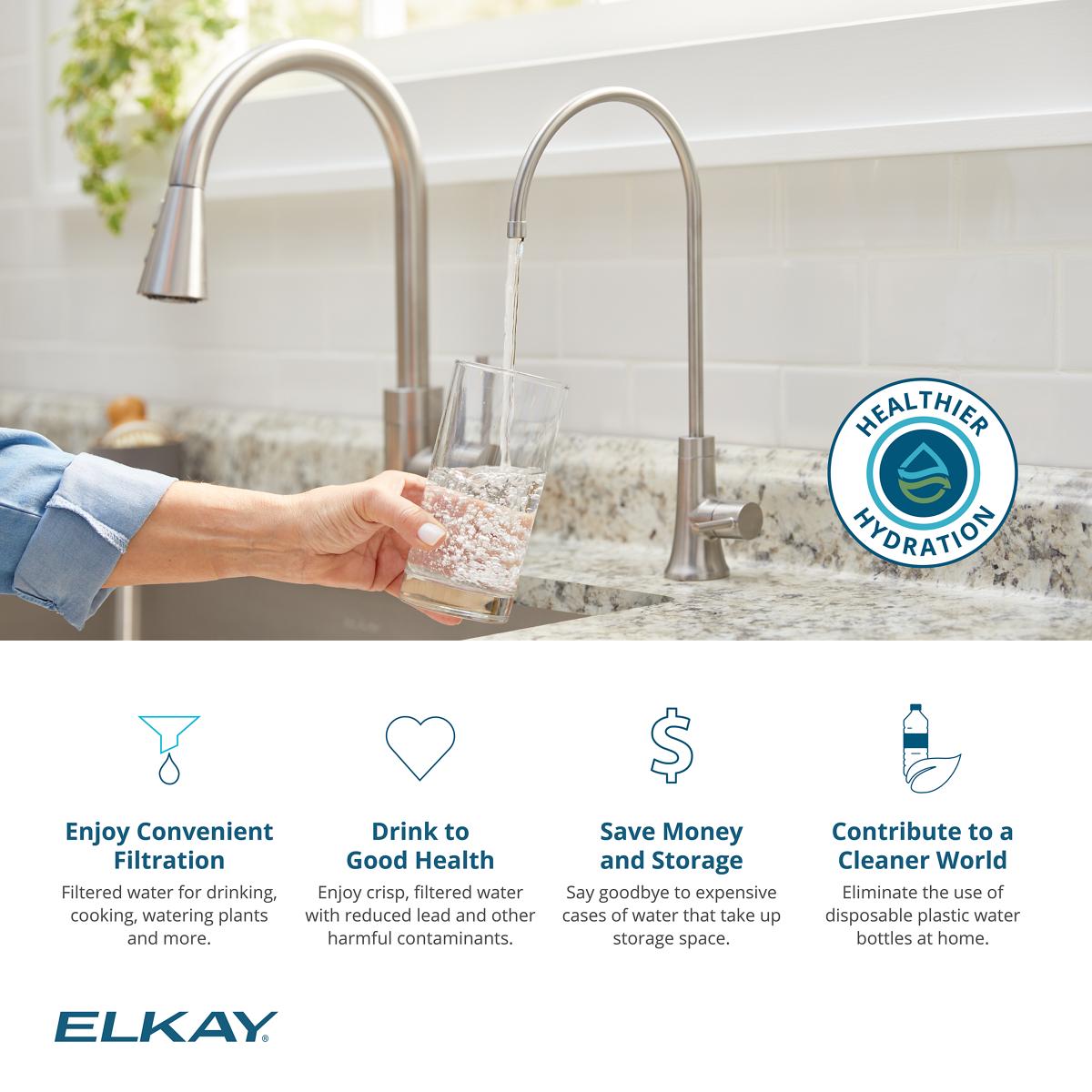 Elkay Crosstown 24" Undermount Stainless Steel Kitchen Sink Kit with Faucet, 16 Gauge, EFRU211510TFG