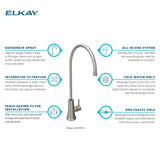 Elkay Avado 1.5 GPM Lever Handle Gooseneck Spout Brass ADA Beverage Faucet, Lustrous Steel, LKAV71FLS