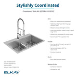 Elkay Crosstown 33" Dual Mount Stainless Steel Kitchen Sink Kit with Faucet, 50/50 with Aqua Divide Double Bowl, Polished Satin, 1 Faucet Hole, ECTSRA33229TFC