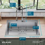 Elkay Crosstown 33" Dual Mount Stainless Steel Kitchen Sink Kit with Faucet, Polished Satin, 1 Faucet Hole, ECTSRS33229TFC